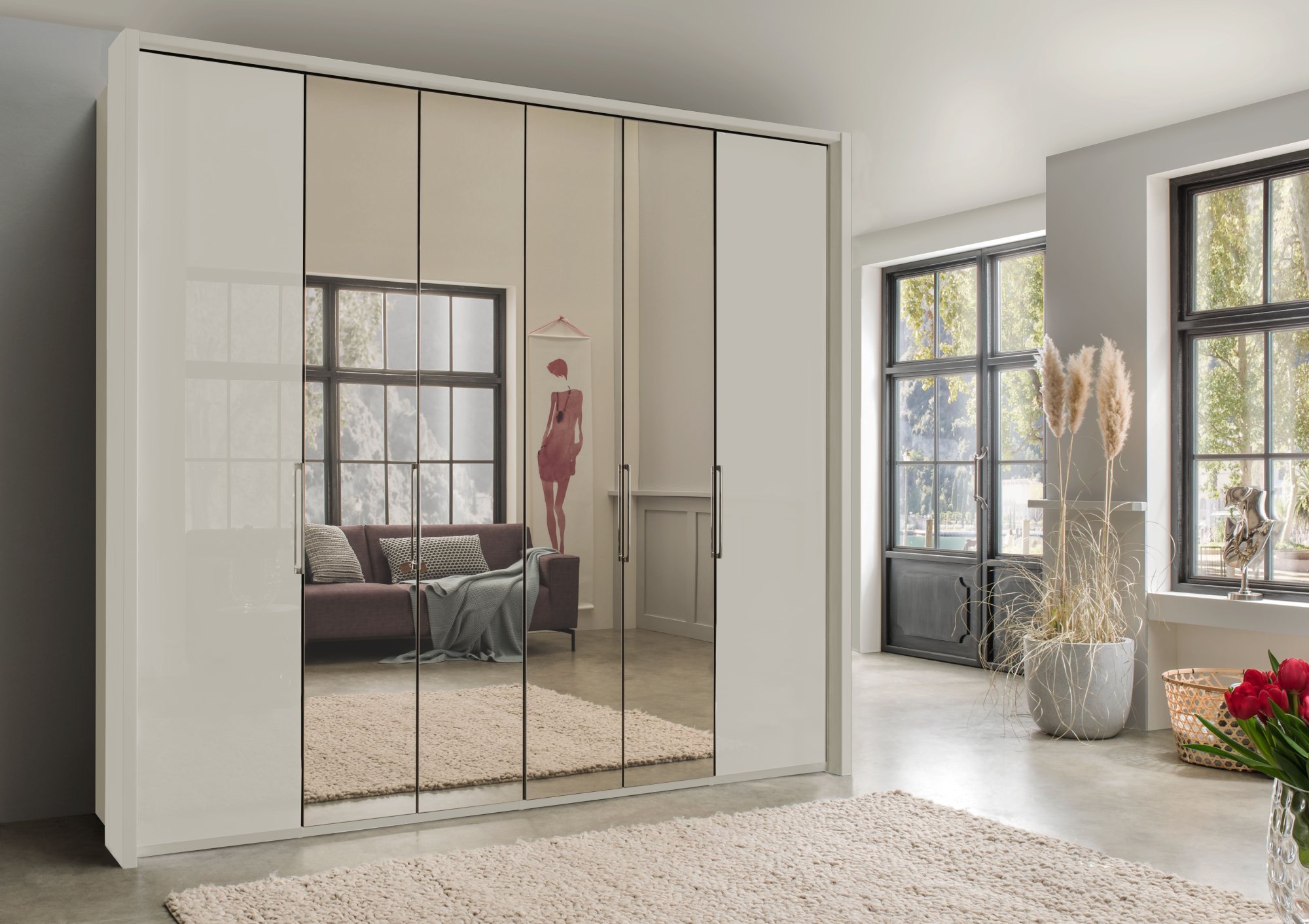 Wiemann Monaco 300 cm 6 Door 4 Centre Crystal Mirror and 2 Door with ...