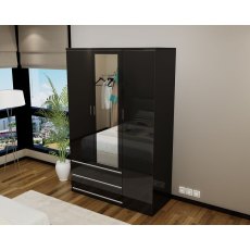Regency 3 Door Wardrobe (High Gloss) Black Regency 3 Door Wardrobe (High Gloss) Black