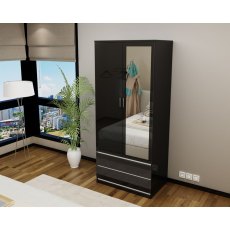 Regency 2 Door Wardrobe (High Gloss) Black Regency 2 Door Wardrobe (High Gloss) Black