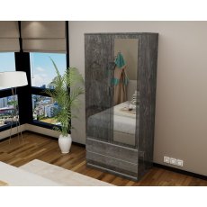 Regency 2 Door Wardrobe (High Gloss) Grey Regency 2 Door Wardrobe (High Gloss) Grey