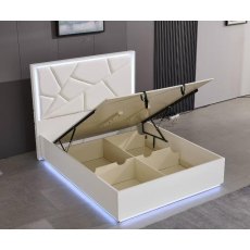 LED High Gloss Storage Bed With Padded Headboard LED High Gloss Storage Bed With Padded Headboard