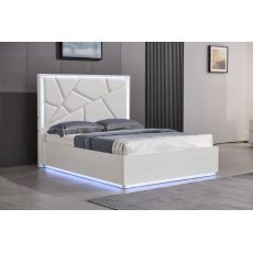 LED High Gloss Storage Bed With Padded Headboard LED High Gloss Storage Bed With Padded Headboard