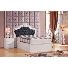 Francis High Gloss Storage Bed With Leather Headboard Francis High Gloss Storage Bed With Leather Headboard