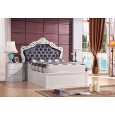 Francis High Gloss Storage Bed With Crushed Velvet Headboard Francis High Gloss Storage Bed With Crushed Velvet Headboard