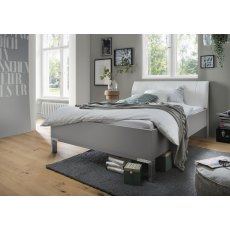 WIEMANN Monaco 4000 Bed with Headboard cushion in faux leather pebble Grey Finish WIEMANN Monaco 4000 Bed with Headboard cushion in faux leather pebble Grey Finish