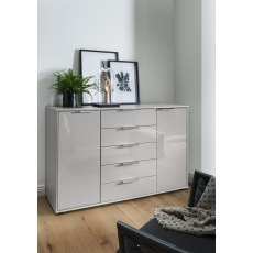WIEMANN Monaco 4000 Combi dresser wih 5 drawers in centre and 2 outer doors in Pebble Grey Finish WIEMANN Monaco 4000 Combi dresser wih 5 drawers in centre and 2 outer doors in Pebble Grey Finish