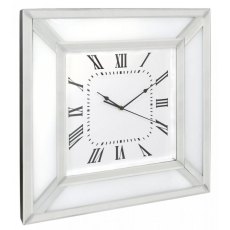 Stunning modern white plain mirrored wall clock with white glass border Stunning modern white plain mirrored wall clock with white glass border