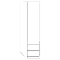 1 Door 3 Drawer 50cm Left Hinged with Front in White Glass 1 Door 3 Drawer 50cm Left Hinged with Front in White Glass