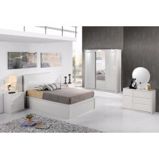 Rugby White High Gloss Storage Bed With White Slim Headboard Rugby White High Gloss Storage Bed With White Slim Headboard