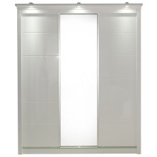 Rugby White High Gloss 3 Door Wardrobe With Light Rugby White High Gloss 3 Door Wardrobe With Light