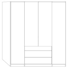 4 Door 2 Drawer 100cm with Front in Black Glass 4 Door 2 Drawer 100cm with Front in Black Glass