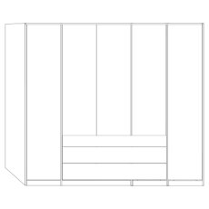 5 Door 3 Parsol Mirror Door and 2 Doors with 2 Drawers 150cm in White Glass 5 Door 3 Parsol Mirror Door and 2 Doors with 2 Drawers 150cm in White Glass