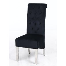 Sofia Black Colour Chrome Leg Lion Knocker Dining Chair