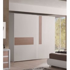 Euro Design Levante Sliding Door Wardrobe White With Warm Elm Highlight