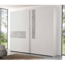 Euro Design Levante Sliding Door Wardrobe White With Grey Highlight Euro Design Levante Sliding Door Wardrobe White With Grey Highlight