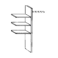 Laundry shelf insert,
consisting of:
3 adjustable shelves,
1 clothes rail,
1 centre panel W Laundry shelf insert,
consisting of:
3 adjustable shelves,
1 clothes rail,
1 centre panel W
