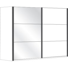 2 Door Sliding Wardrobe with 1 Left Pebble Grey Glass and 1 Right Wooden in Carcase Colour, all door 2 Door Sliding Wardrobe with 1 Left Pebble Grey Glass and 1 Right Wooden in Carcase Colour, all door