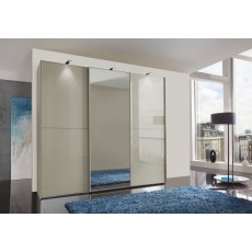 3 Door Sliding Wardrobe With Champagne Glass And Mirror And Two Panels 3 Door Sliding Wardrobe With Champagne Glass And Mirror And Two Panels