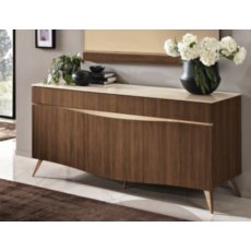 Saltarelli Emozioni Walnut 3 Door Console With Marble Top and Wooden Drawers Saltarelli Emozioni Walnut 3 Door Console With Marble Top and Wooden Drawers