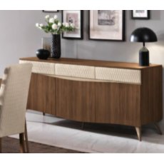 Saltarelli Emozioni Walnut 3 Door Console With Wooden Top and Upholstered Drawers Saltarelli Emozioni Walnut 3 Door Console With Wooden Top and Upholstered Drawers