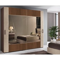 Saltarelli Emozioni Walnut 2 Door Mirror Wardrobe With Upholstered Bands Saltarelli Emozioni Walnut 2 Door Mirror Wardrobe With Upholstered Bands