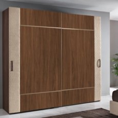Saltarelli Emozioni Walnut 2 Door Wardrobe With Upholstered Bands Saltarelli Emozioni Walnut 2 Door Wardrobe With Upholstered Bands