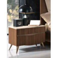 Saltarelli Emozioni Walnut Night Stand With Marble Top and Wooden Drawers Saltarelli Emozioni Walnut Night Stand With Marble Top and Wooden Drawers