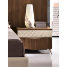 Saltarelli Emozioni Walnut Night Stand With Wooden Top and Upholstered Drawer Saltarelli Emozioni Walnut Night Stand With Wooden Top and Upholstered Drawer
