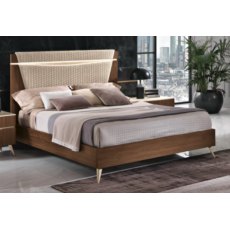 Saltarelli Emozioni Walnut Bed With Narrow Upholstered Headboard, Sides and Footboard in Wood Saltarelli Emozioni Walnut Bed With Narrow Upholstered Headboard, Sides and Footboard in Wood