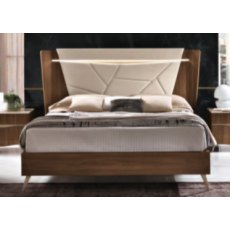 Saltarelli Emozioni Walnut Bed With Upholstered Headboard, Sides and Footboard in Wood Saltarelli Emozioni Walnut Bed With Upholstered Headboard, Sides and Footboard in Wood
