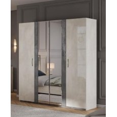 San Martino Claudia High Gloss 4 Door Wardrobe With 2 Mirror Doors San Martino Claudia High Gloss 4 Door Wardrobe With 2 Mirror Doors