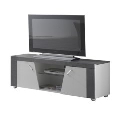San Martino New Ascot White and Grey High Gloss TV Unit with Glass Shelf San Martino New Ascot White and Grey High Gloss TV Unit with Glass Shelf