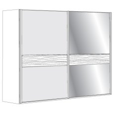 3 Door Sliding Wardrobe with 1 Centre Havana Glass and 2 Wooden Doors in Carcase Colour, all doors w 3 Door Sliding Wardrobe with 1 Centre Havana Glass and 2 Wooden Doors in Carcase Colour, all doors w