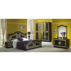 Ben Company New Serena Black & Gold Bed Room Group with 4 Door Wardrobe Ben Company New Serena Black & Gold Bed Room Group with 4 Door Wardrobe