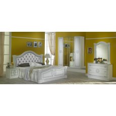Ben Company New Serena White & Silver Bed Room Group with 6 Door Wardrobe