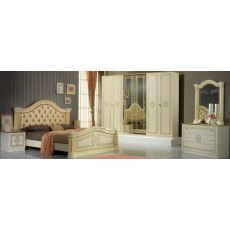 Ben Company New Serena Beige & Gold BedRoom Group with 6 Door Wardrobe Ben Company New Serena Beige & Gold BedRoom Group with 6 Door Wardrobe
