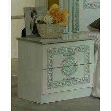 Ben Company New Serena White & Silver Night Table Ben Company New Serena White & Silver Night Table