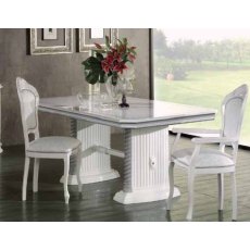 Ben Company New Venus White & Silver Ext- Dining Table Ben Company New Venus White & Silver Ext- Dining Table
