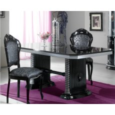 Ben Company New Venus Black & Silver Dining Set with Rectangular Table Ben Company New Venus Black & Silver Dining Set with Rectangular Table