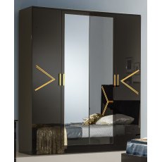 Ben Company Elegance Black & Gold 4 Door Wardrobe Ben Company Elegance Black & Gold 4 Door Wardrobe