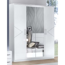 Ben Company Elegance White and Silver 4 Door Wardrobe Ben Company Elegance White and Silver 4 Door Wardrobe