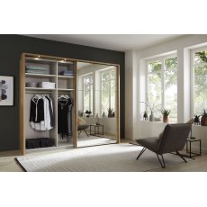 Wiemann Korfu 200 cm 2 Door Sliding Wardrobe in Bianco Oak carcase colour and  right mirror door