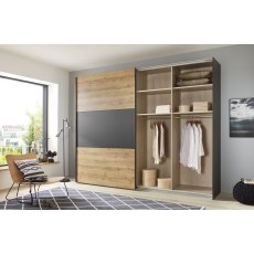 Wiemann Korfu 200 cm 2 Door Sliding Wardrobe with Center Panel in Carcase colour and Front in Bianco Oak Finish