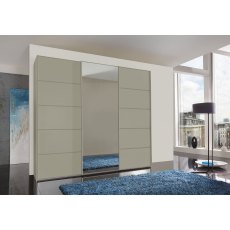 Wiemann Westside 2-VIP-225 cm-3 Door Sliding Wardrobe With Pebble Grey Glass And Mirror And 5 Panels Wiemann Westside 2-VIP-225 cm-3 Door Sliding Wardrobe With Pebble Grey Glass And Mirror And 5 Panels