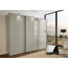 Wiemann 225 -VIP-3 Door Sliding Wardrobe with Pebble Grey Glass With 5 Panels And Synchronous Opening Wiemann 225 -VIP-3 Door Sliding Wardrobe with Pebble Grey Glass With 5 Panels And Synchronous Opening