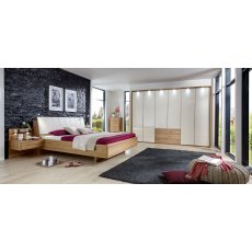 Wiemann Serena Plus 300 cm  6 Door 3 Drawer Center and Right Bi-Fold Panorama Wardrobe with Champagne Glass Front Wiemann Serena Plus 300 cm  6 Door 3 Drawer Center and Right Bi-Fold Panorama Wardrobe with Champagne Glass Front