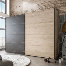 Wiemann Brussels of width 200cm sliding door wardrobe without cornice, with handles in slate Wiemann Brussels of width 200cm sliding door wardrobe without cornice, with handles in slate