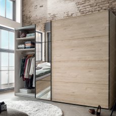 Wiemann Brussels of width 250cm sliding door wardrobe without cornice, with handles in slate