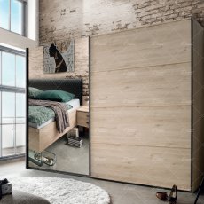 Wiemann Brussels of width 250cm sliding door wardrobe without cornice, with handles in slate Wiemann Brussels of width 250cm sliding door wardrobe without cornice, with handles in slate