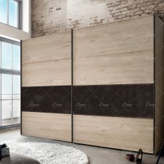 Wiemann Brussels of width 300cm sliding door wardrobe without cornice, with handles in slate Wiemann Brussels of width 300cm sliding door wardrobe without cornice, with handles in slate